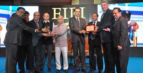 The then  Secretary MoP&NG, Shri K. D. Tripathi presenting the “FIPI Oil and Gas Marketing Company of the Year” and “FIPI Responsibly Growing Corporate of the Year” to our C&MD, former Director- Finance, Director- Marketing and Director- Refineries, in the presence of senior Officials from the Oil & Gas Industry